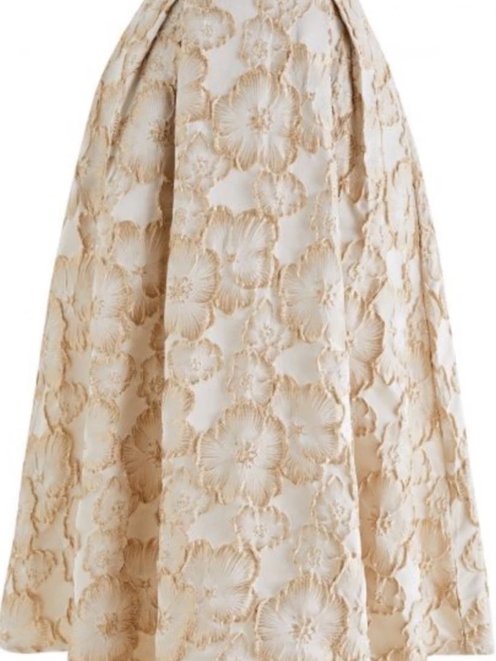 Elegant Cream Floral Jacquard Midi Skirt ChickWish Thriving Golden Blossom - Picture 2 of 6